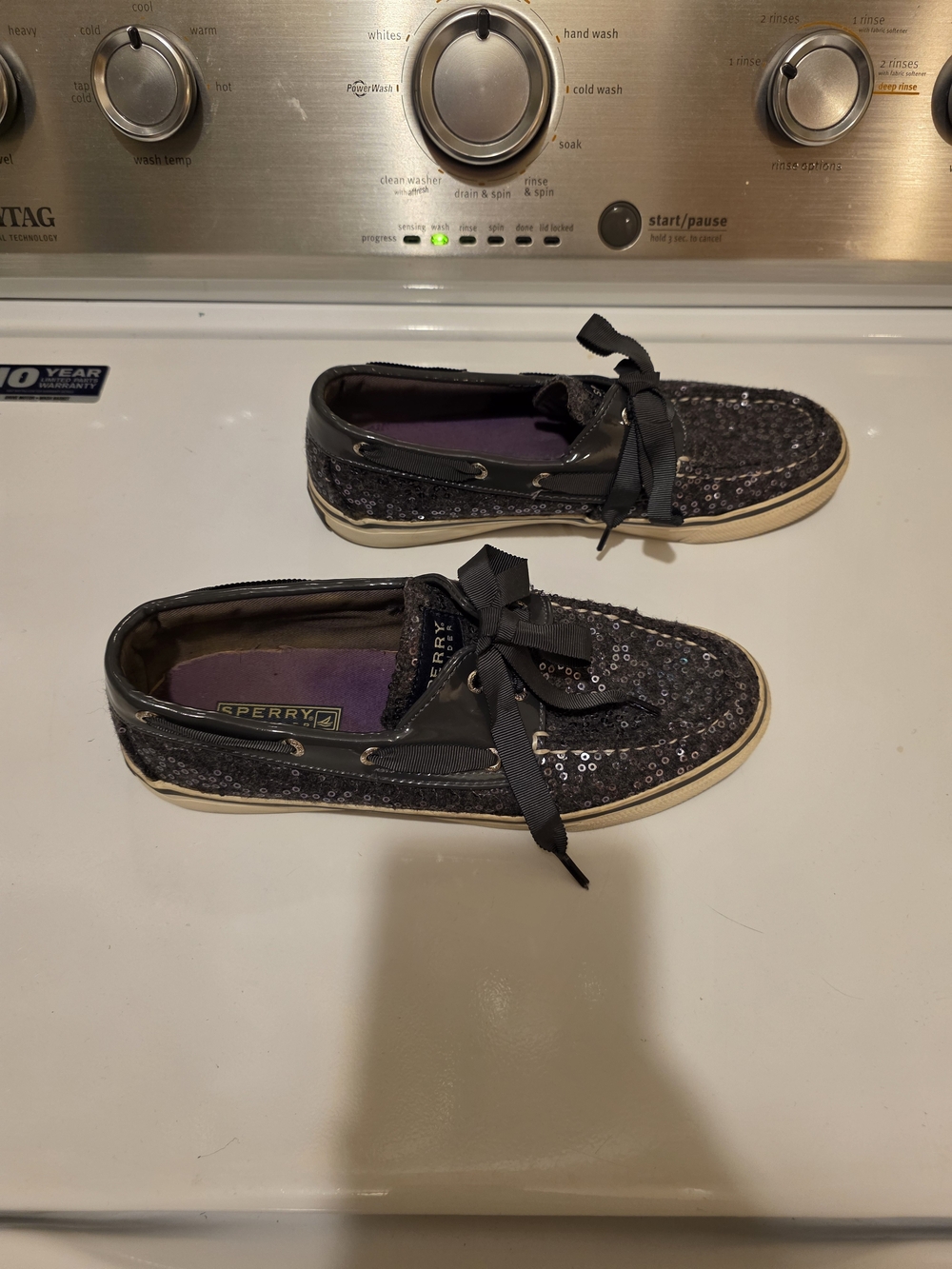 Sperry Women's Navy Sequin Boat Shoes